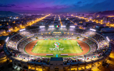 2026年世界杯墨西哥阿兹特克体育场航拍夜景